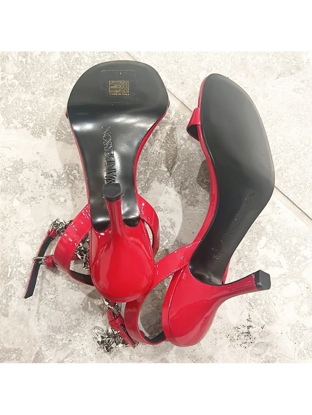 JW Anderson Chain Ankle Strap High Heel Sandals in Red, Size 37.5 New in Box